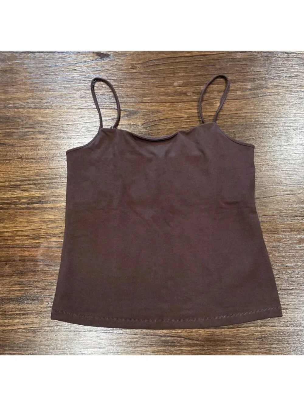NWT J.Crew Tank Top Sz M Brown Stretch Cotton Shelf-Bra Slim Fitted Staple Basic